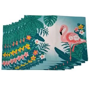 Kohl's Placemats Set of 8 13"x18" Celebrate Summer Together Flamingo Washable